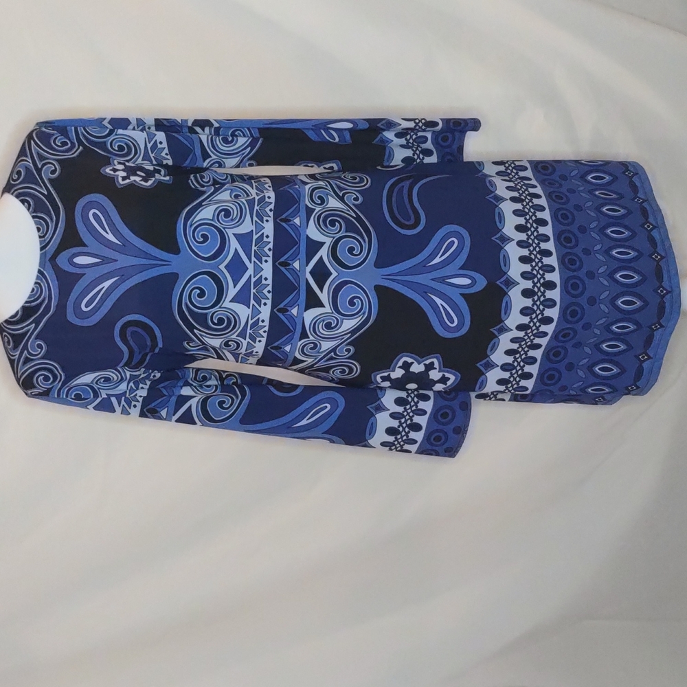 INC blue, black and purple paisley stretch dress, nwt, M - Picture 8 of 9